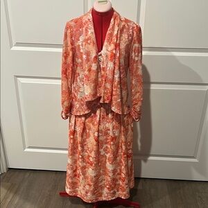 Christopher & Banks Women's Tropical Matching Orange Skirt Set Size Medium
